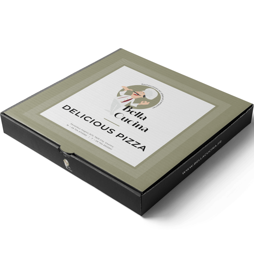 Mockup carton pizza du logo