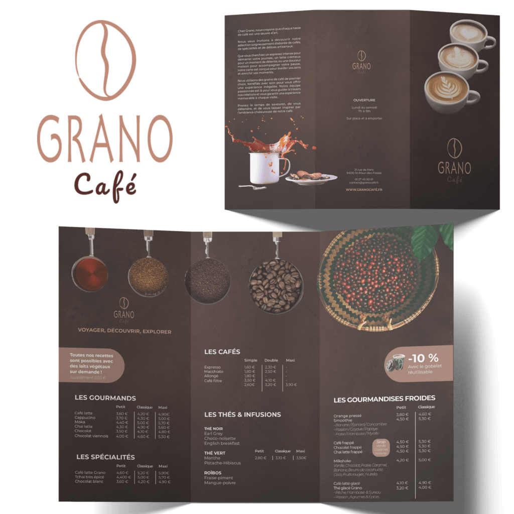 Mise en page d'un carte de café