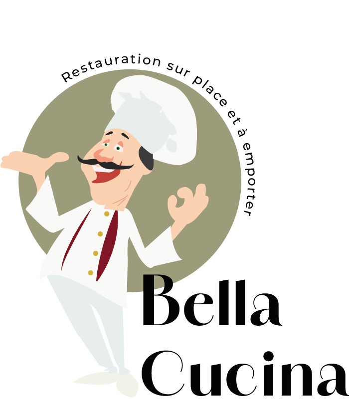 Logo chef italien gourmand dessiné à la plume sur Illustrator