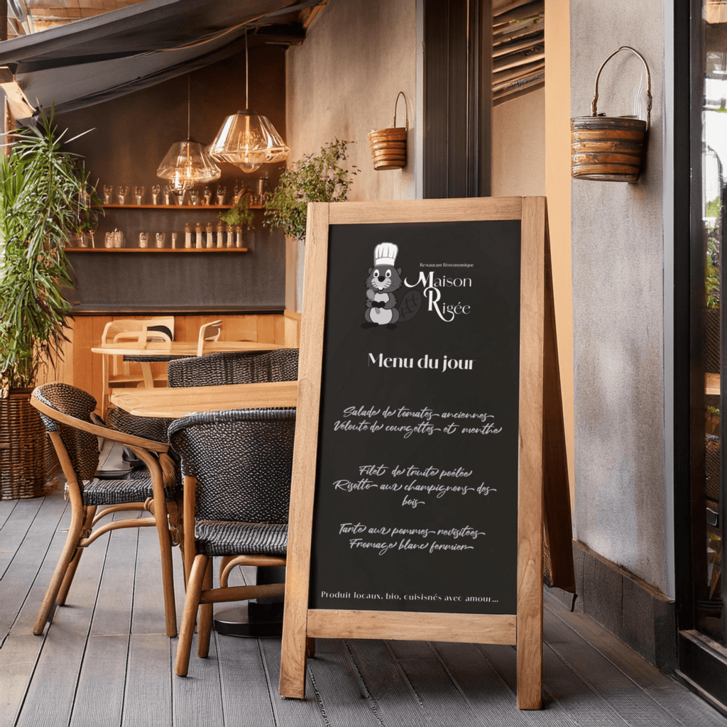 Mockup menu du jour Logo castor et écriture raffinée