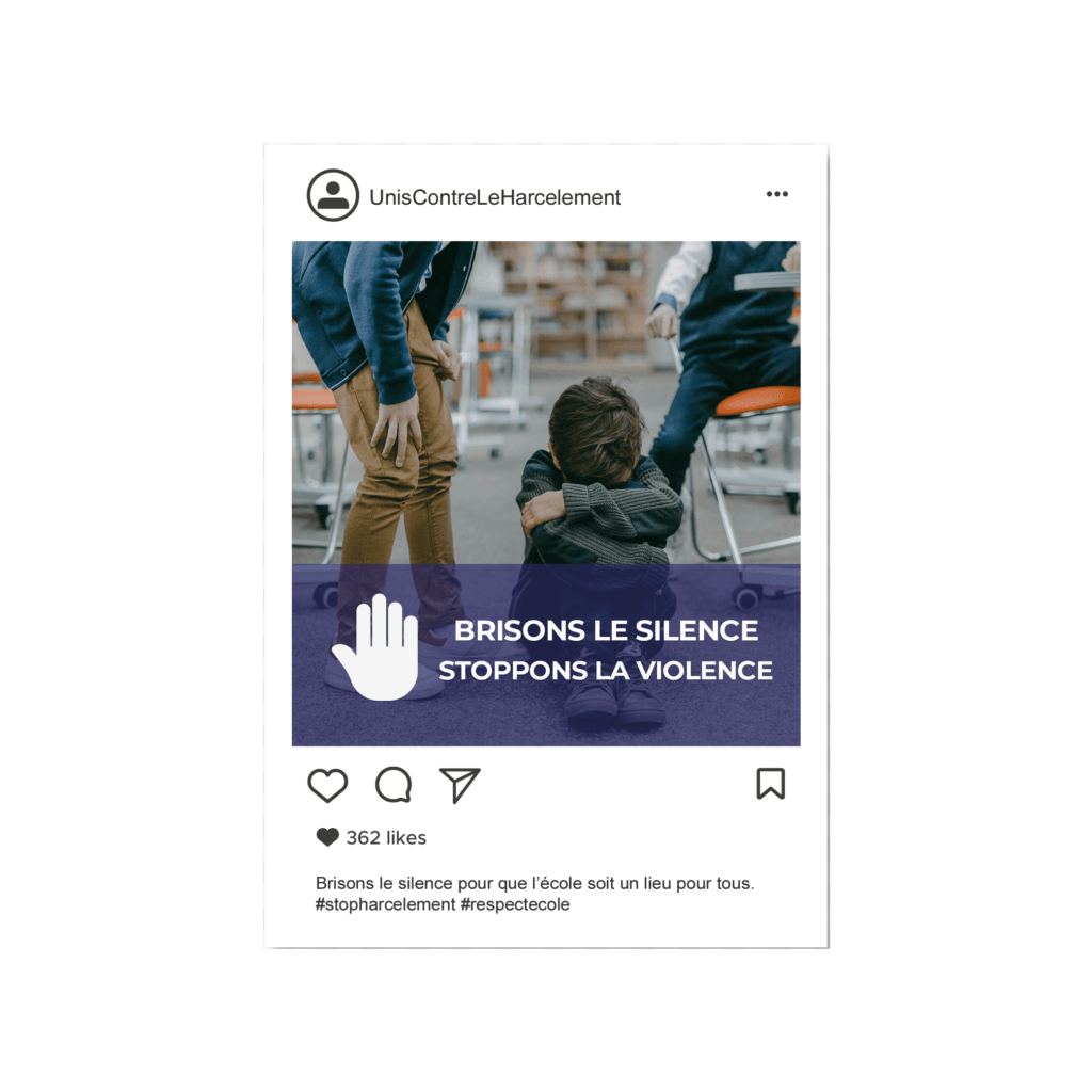 Déclinaison sur les réseaux sociaux d'une campagne contre le harcèlement scolaire