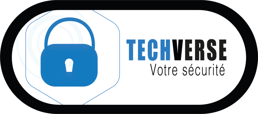 Logo allongé réalisé avec Illustrator avec un cadena bleu pour un société de sécurité informatique