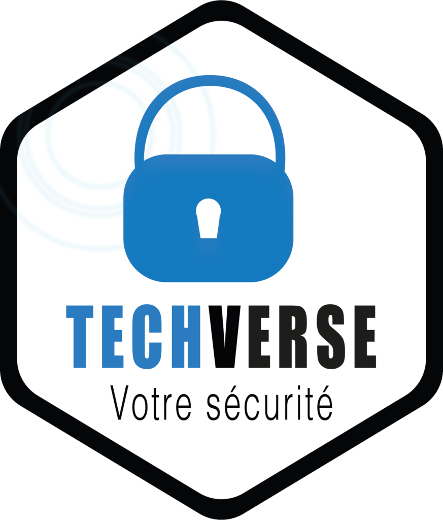 Logo réalisé avec Illustrator avec un cadena bleu pour un société de sécurité informatique