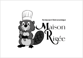 Logo castor et écriture raffinée noir et blanc